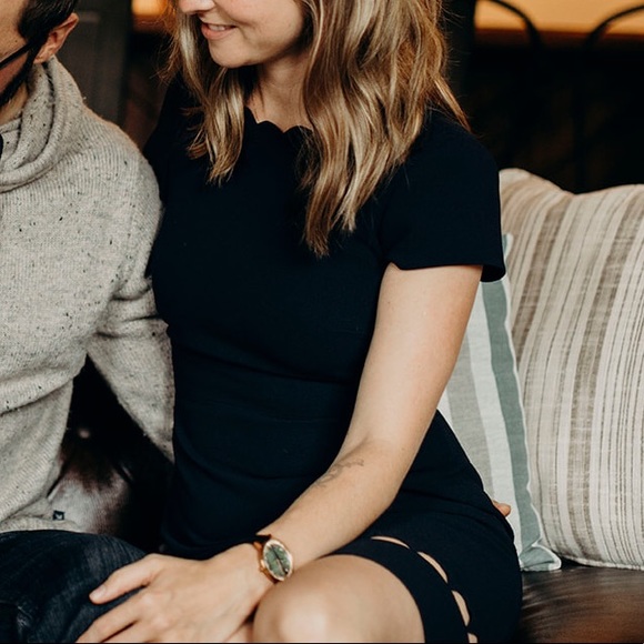 Club Monaco navy scalloped dress - Picture 3 of 5